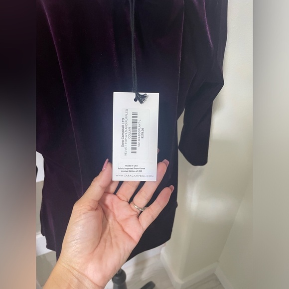 🍂Sara Campbell Purple Velvet Cowl Neck Blouse NWT - Picture 7 of 7